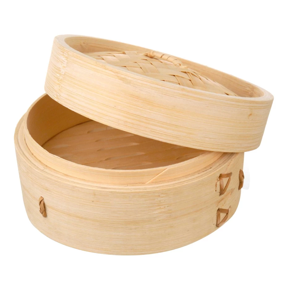 Wheel and Barrow 2-Tier 26cm Bamboo Steamer Basket for Dim Sum and Dumplings