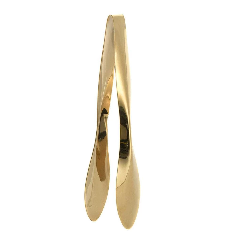 Wheel and Barrow 24cm Gold Kitchen Tongs - Lightweight Stainless Steel Serving Tongs