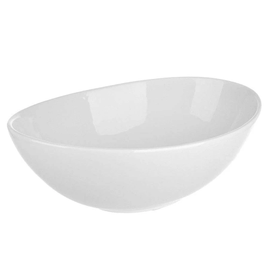 Wheel and Barrow White Porcelain Oval Serving Bowl - 35cm x 24.8cm x 12.5cm Kitchen Dining Dish