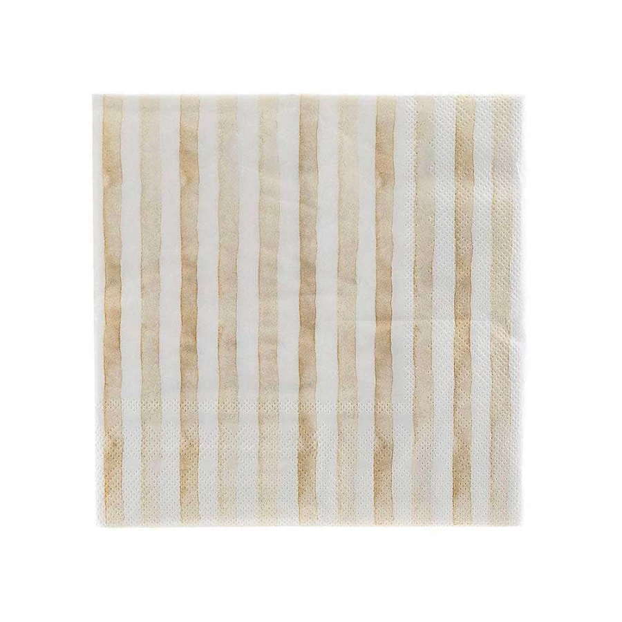 Wheel and Barrow Yellow Stripe Paper Napkins 33cm x 20 Pack - Premium Disposable Tableware