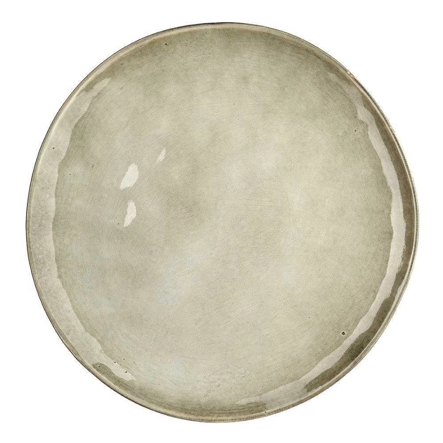 Wheel and Barrow Stoneware Dinner Plate 29cm - Olive Green Ceramic Tableware for Dining