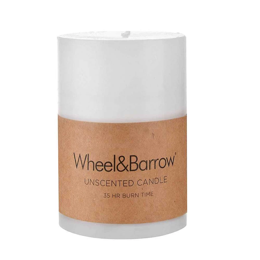 Wheel and Barrow White Pillar Candle 7x10 cm - Elegant Decorative Scented Candle for Home & Events