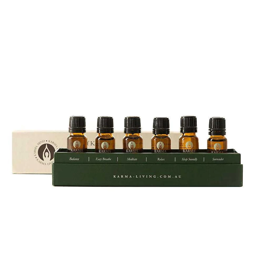 "Wheel and Barrow Best Of Karma Living Essential Oil Blend Set – Premium Aromatherapy Oils for Relaxation & Wellness"