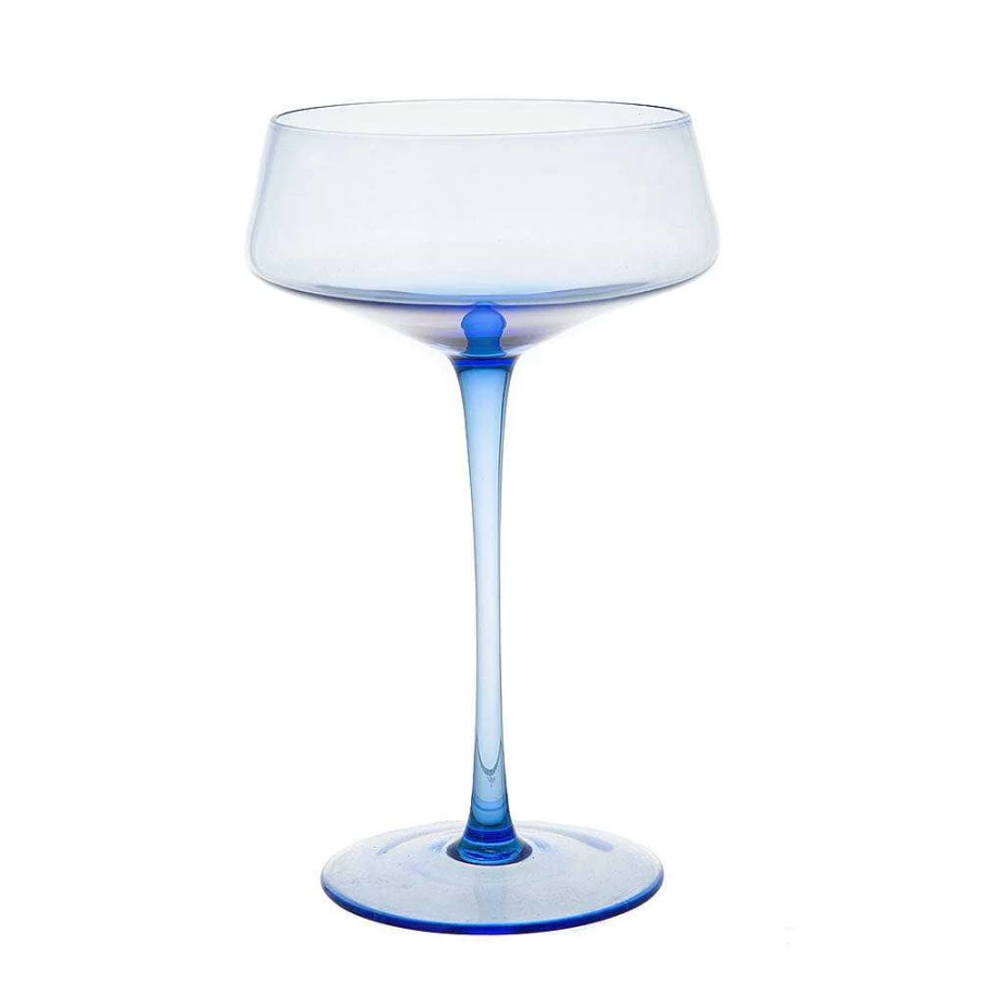 Wheel and Barrow Cornflower Blue Coupe Glass - 270ml Elegant Drinking Glass for Cocktails and Champagne