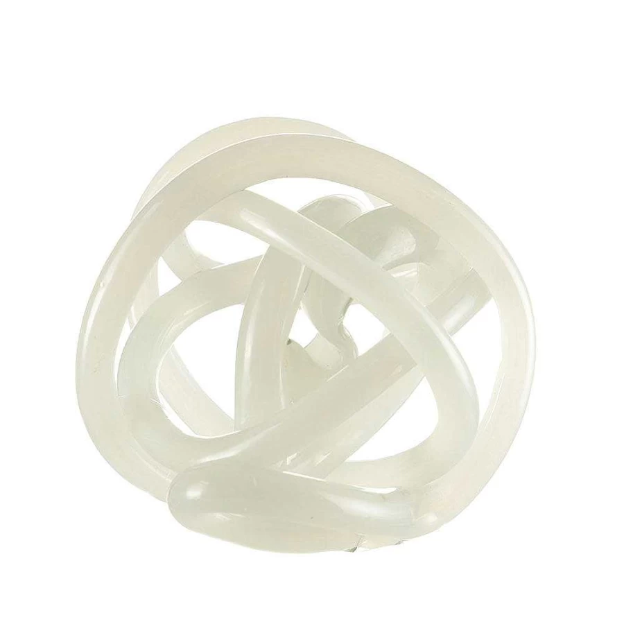 Wheel and Barrow White Glass Knot Decorative Ornament 15cm Home Decor
