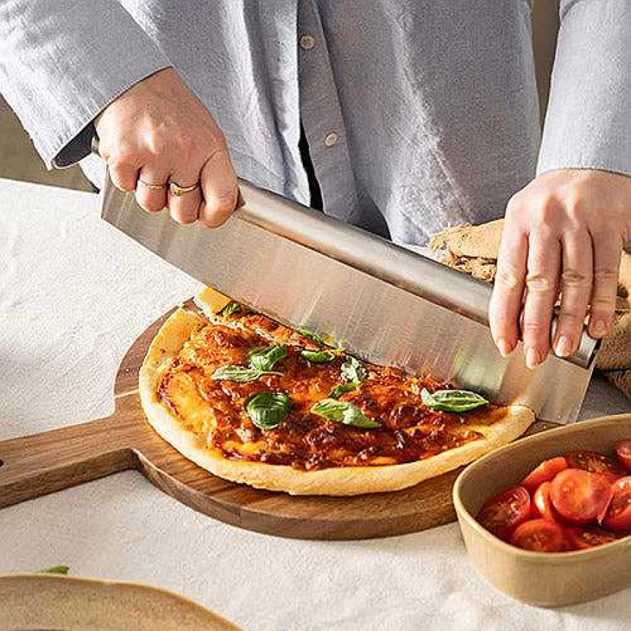 Wheel and Barrow Stainless Steel Rocking Pizza Cutter - Sharp Blade for Easy Cutting