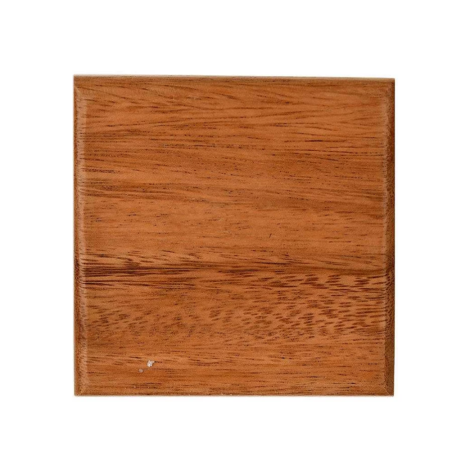 Wheel and Barrow Acacia Wood Square Coasters 10cm Set - Natural Rustic Drink Coasters for Home Decor