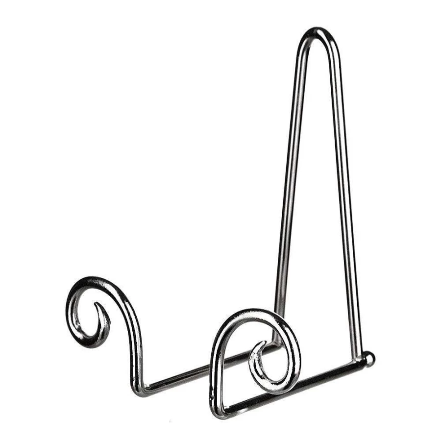 Wheel & Barrow Nickel Plated Plate Stand - 20.5cm x 14cm Display Holder for Decorative Plates