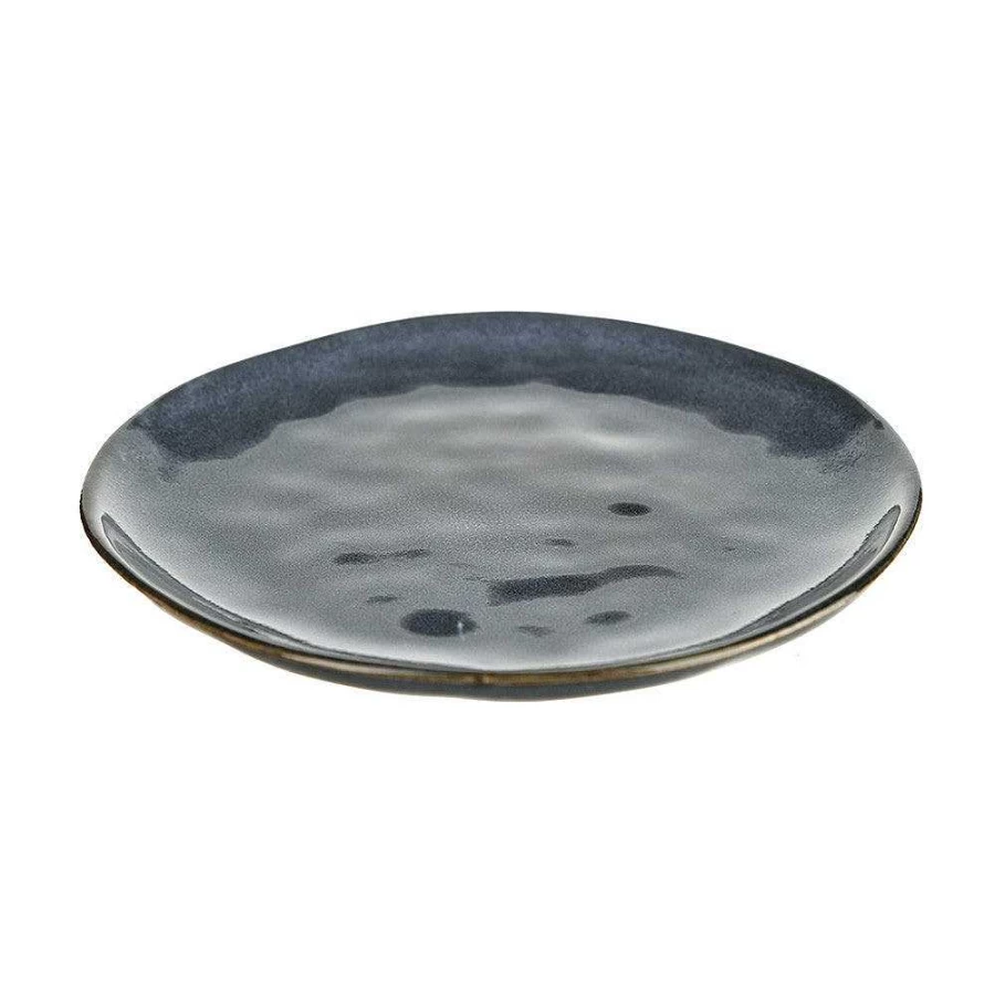 Wheel and Barrow Mediterranean Blue Stoneware Side Plate 20cm – Durable Ceramic Dinnerware