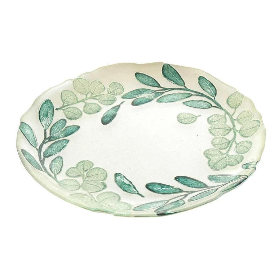 Wheel and Barrow 21Cm Round Eucalyptus Wood Plate - Natural Eco-Friendly Dinnerware