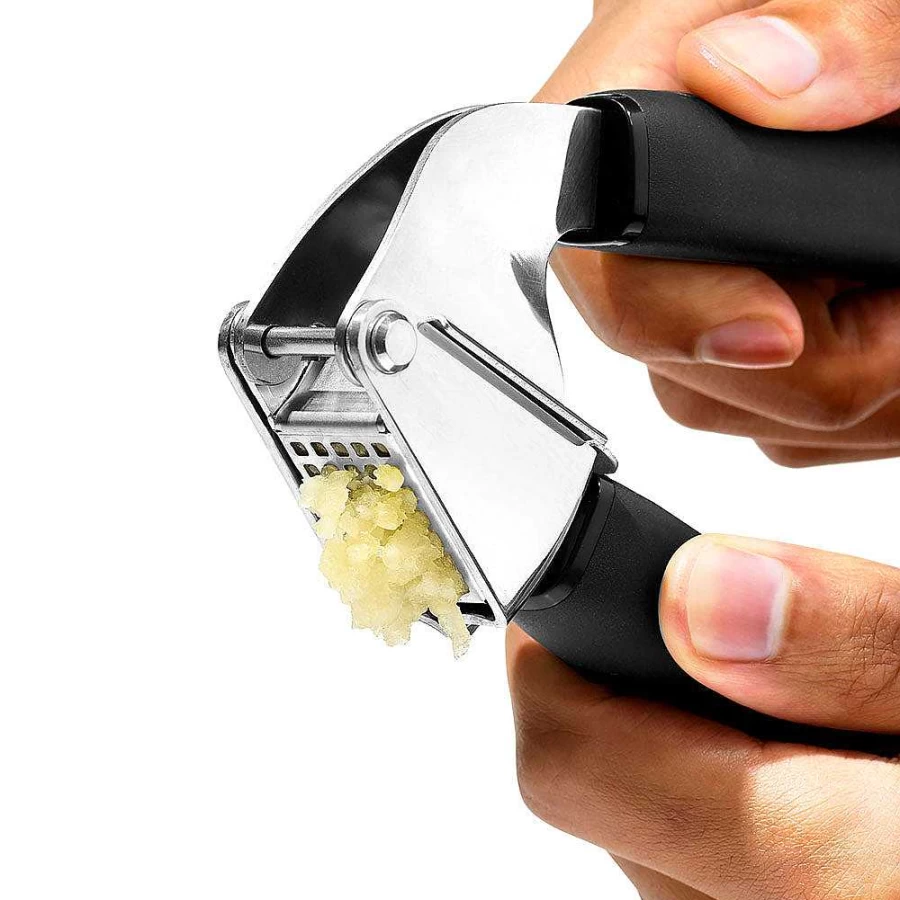 Wheel and Barrow Garlic Press - Stainless Steel Garlic Crusher with Ergonomic Handle - Easy Clean Kitchen Gadget by OXO
