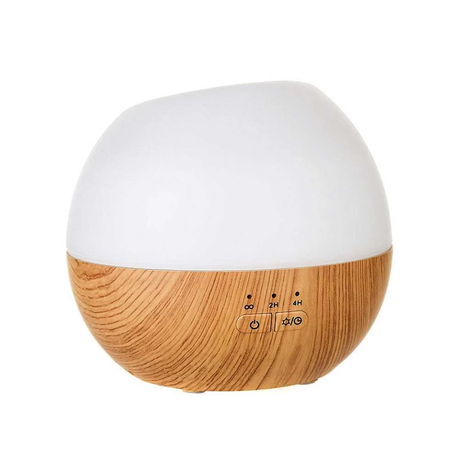 Wheel & Barrow Rechargeable Ultrasonic Essential Oil Diffuser with White & Wood Grain Design for Aromatherapy