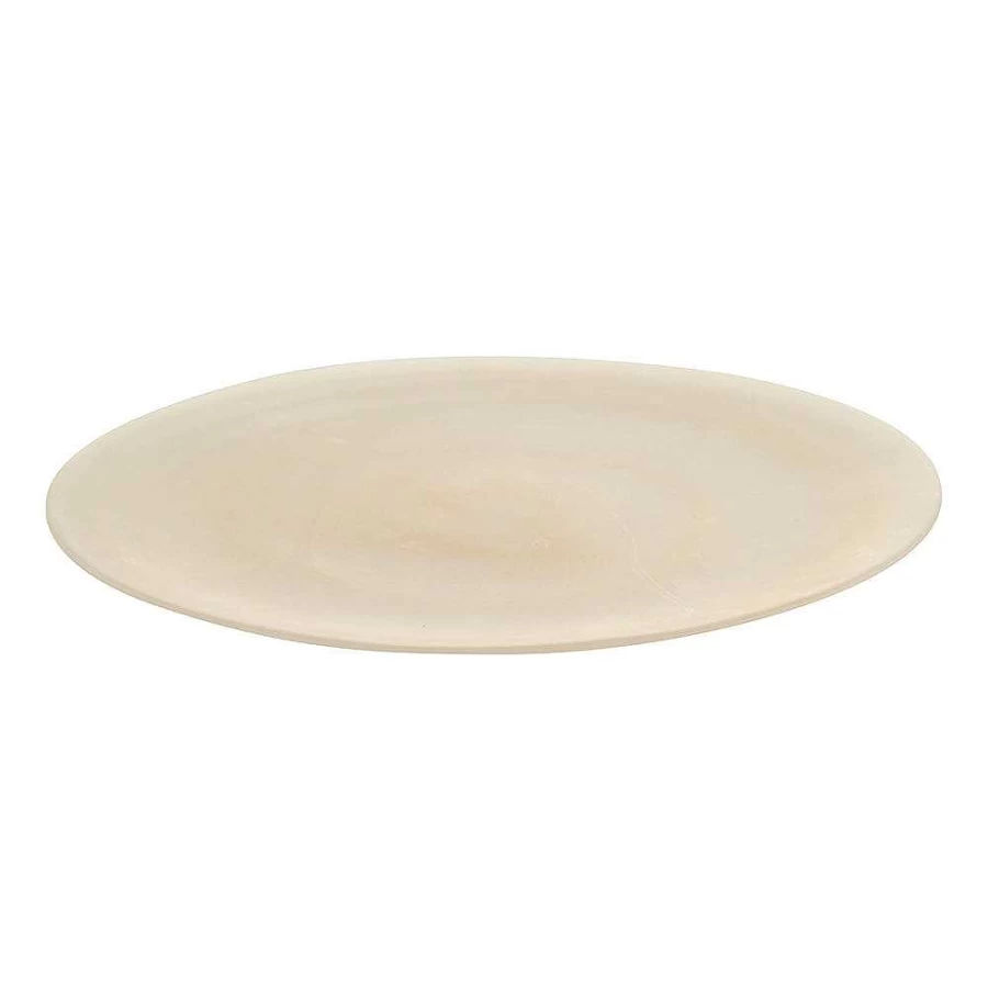 "Wheel and Barrow Round Alabaster White & Vanilla 33cm Serving Platter"