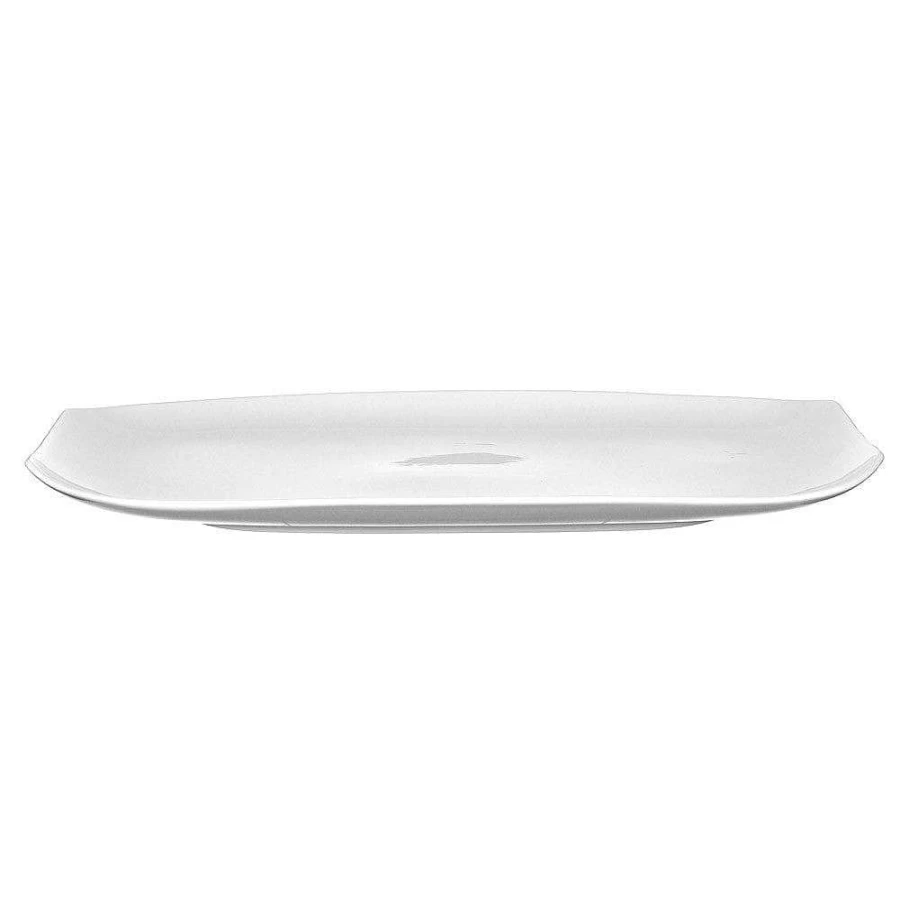 Wheel and Barrow White Porcelain Rectangular Serving Plate 53cm x 27cm - Elegant Dining Tableware
