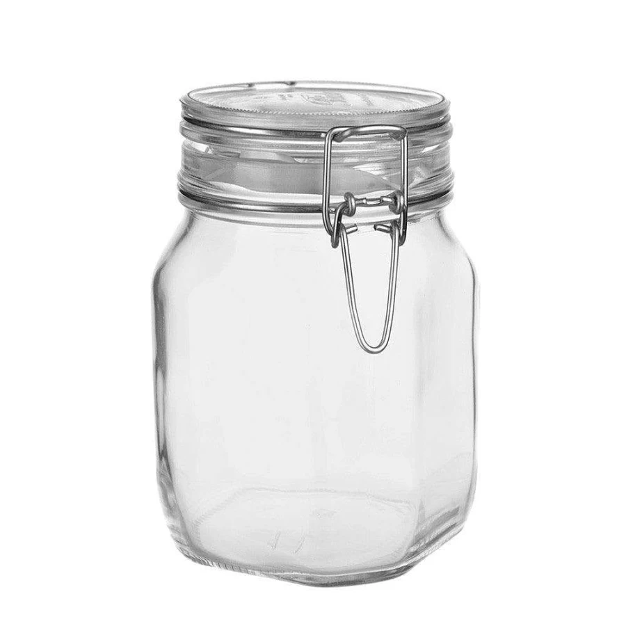 Wheel and Barrow 1 Liter Fido Glass Preserving Jar with Airtight Lid for Canning and Storage