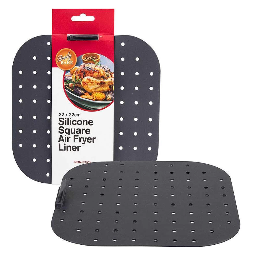 Wheel and Barrow Square Silicone Air Fryer Liner 22cm - Reusable Non-Stick Basket Insert for Easy Cleaning