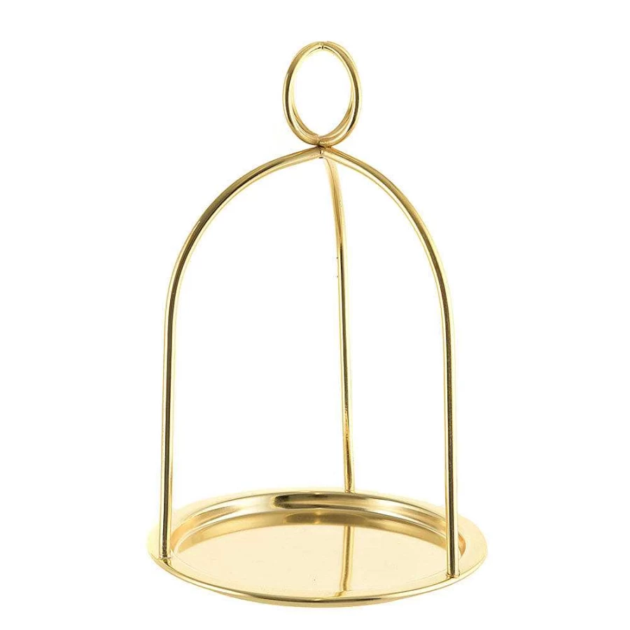 Wheel and Barrow 1-Tier Champagne Gold Serving Stand with Handle - Elegant Display Tray for Desserts and Appetizers