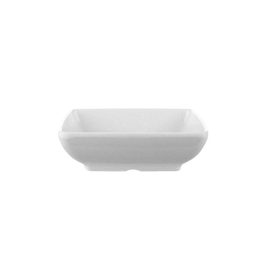 Wheel and Barrow 14cm Square White Melamine Bowl - Durable Dishware for Dining & Serving
