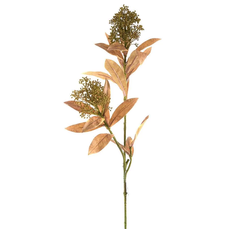 Wheel and Barrow Skimmia Japonica Artificial Spray Stem 72cm Faux Floral Greenery Decor