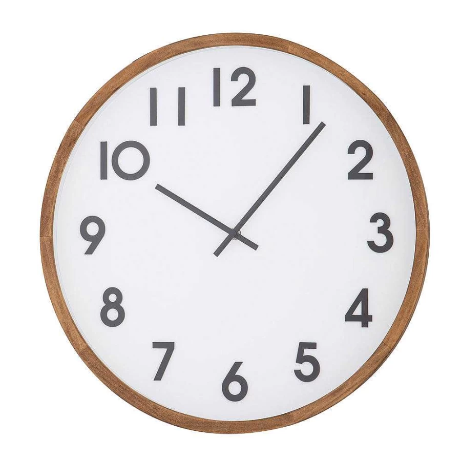Wheel & Barrow Leonard Modern Wall Clock 41.5cm Square Brown White Black Design