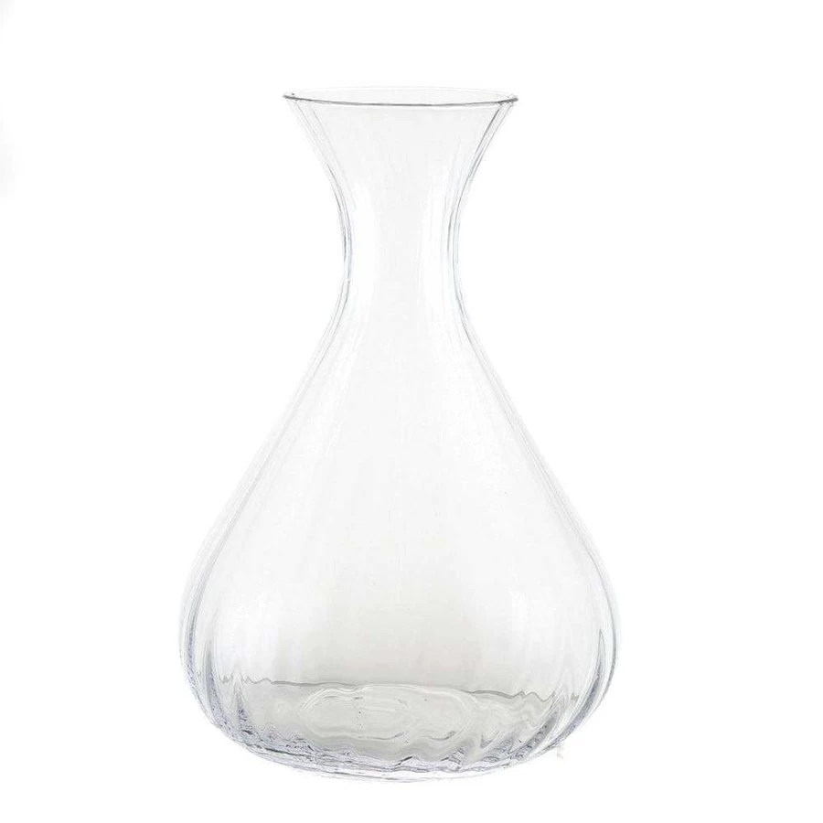 Wheel and Barrow 1L Ribbed Glass Decanter - Elegant Wine Carafe with Handcrafted Design