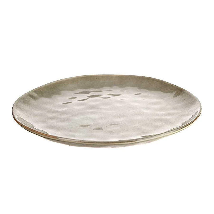 Wheel and Barrow Stoneware Dinner Plate 29cm - Olive Green Ceramic Tableware for Dining