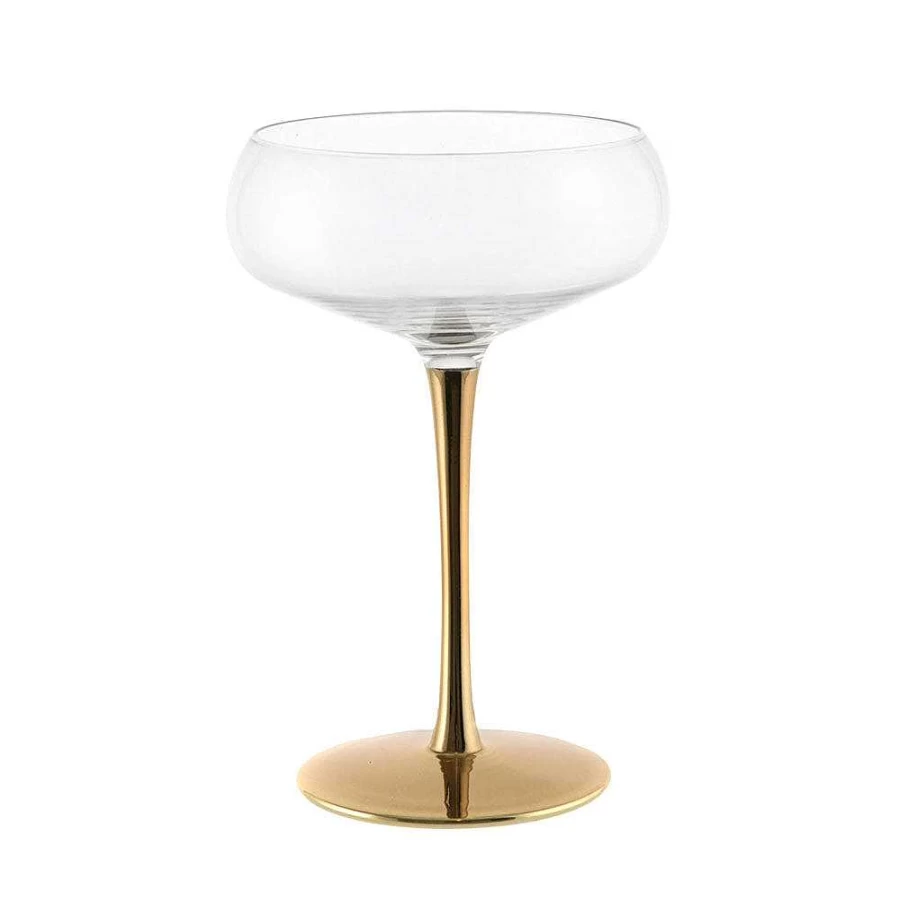 Wheel and Barrow Gold Coupe Glass with Stem - 240ml Champagne Cocktail Dessert Wine Glass