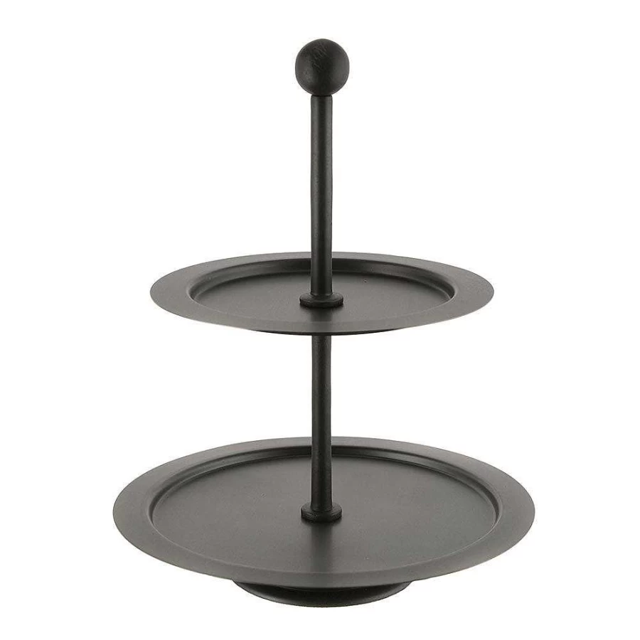 Wheel & Barrow 2-Tier Graphite Black Cake Stand for Weddings & Desserts