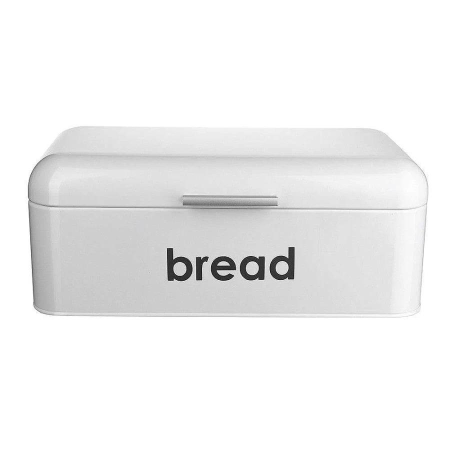 Wheel and Barrow White Bread Bin - 42.5 x 23 x 16.5 cm Airtight Bread Storage Container