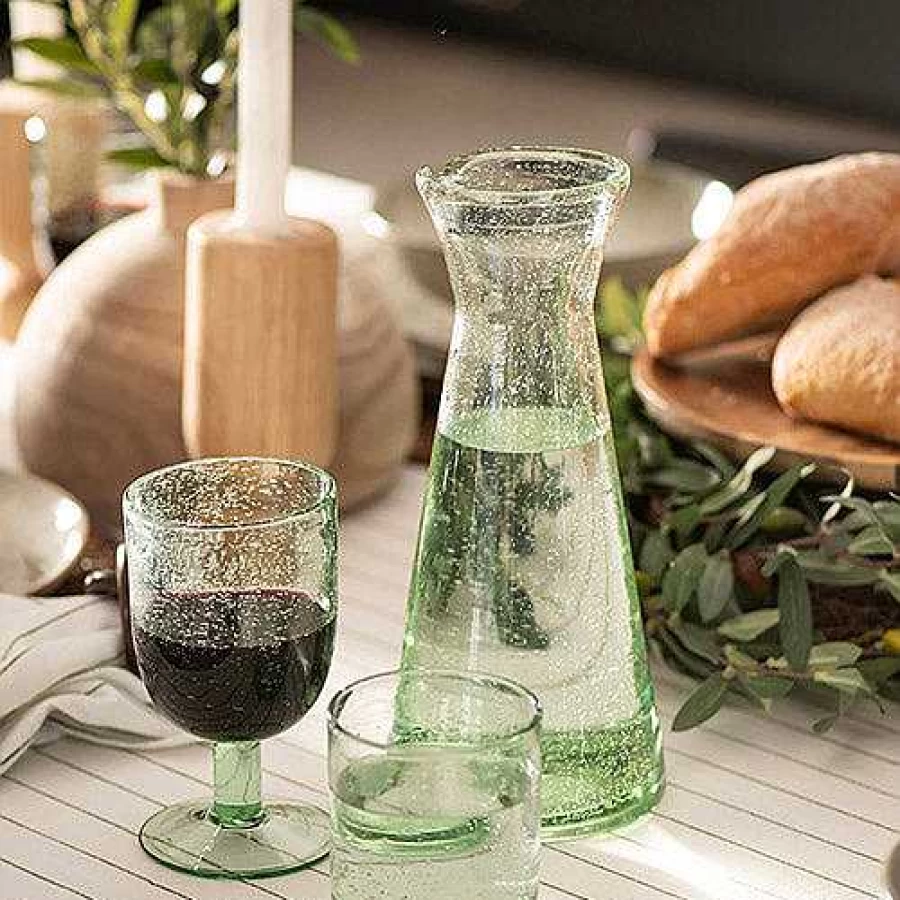 Wheel and Barrow Green Bubble Wine Glass - 350ml Elegant Drinking Glass for Champagne and Sparkling Wine