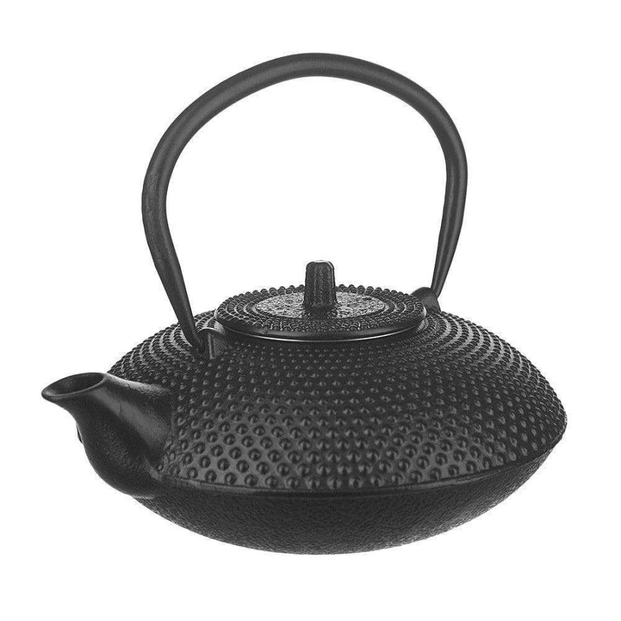 Wheel and Barrow 700ml Black Cast Iron Teapot - Japanese Style Iron Teapot for Loose Leaf Tea