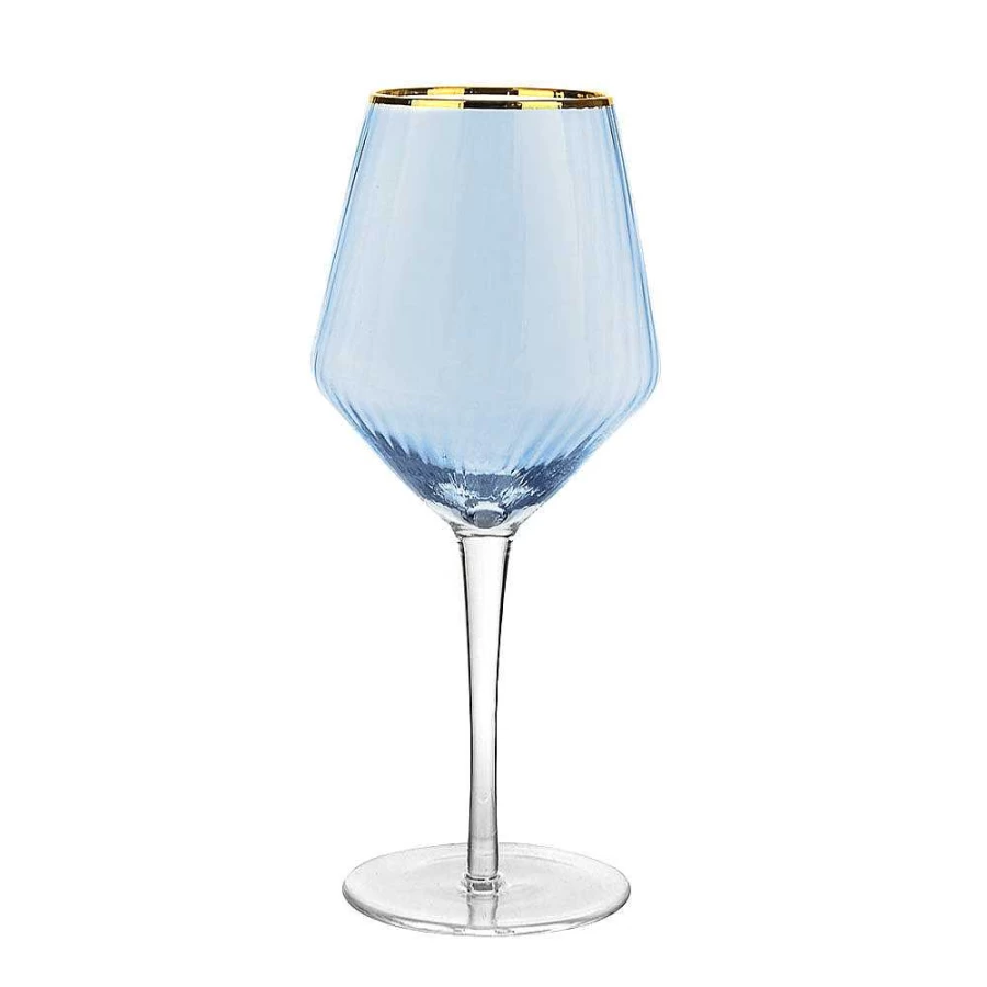 Wheel and Barrow Navy Blue Wine Glass with Gold Rim - 720ml Premium Optic Crystal Tumbler for Red & White Wine