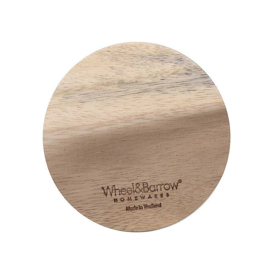 "Wheel and Barrow Acacia Wood Round Coaster Set – 10cm Natural Wood Drink Coasters for Home Decor"