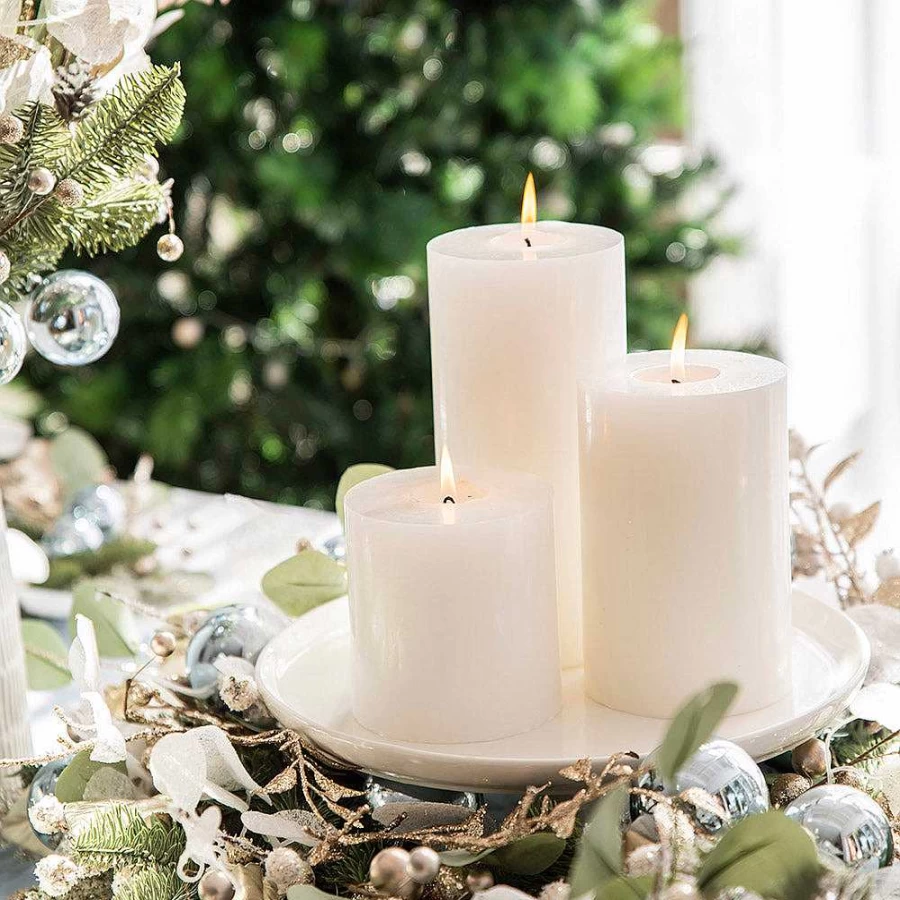 "Wheel and Barrow White Pillar Candle 7x15 cm - Elegant Home Decor Scented Candle"