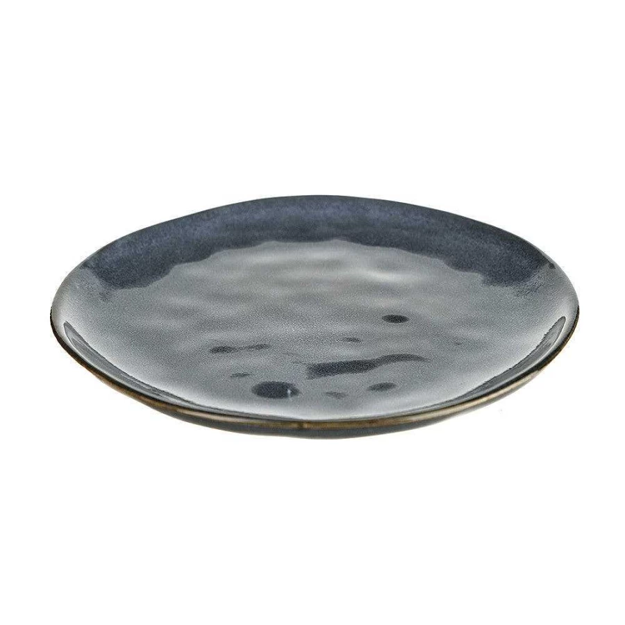 Wheel and Barrow Mediterranean Blue Stoneware Side Plate 20cm - Durable Ceramic Dinnerware