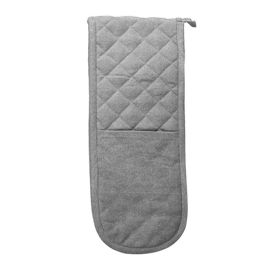Wheel and Barrow Stone Washed Grey Double Oven Mitt - Heat Resistant Kitchen Gloves for Baking and Cooking
