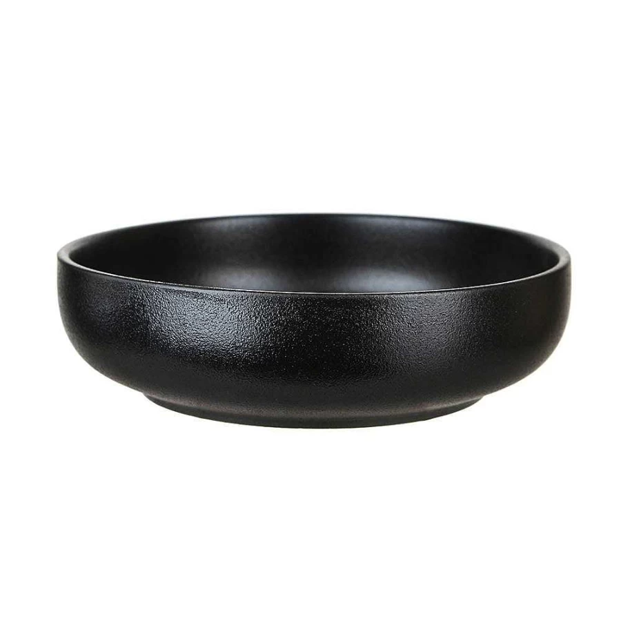 Wheel and Barrow Round Black Serving Bowl 21cm Diameter x 6cm Height