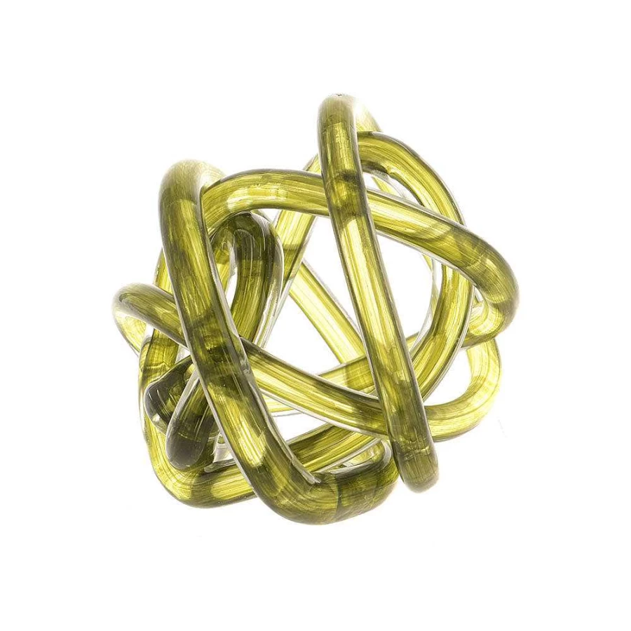 Wheel and Barrow Green Glass Knot Ornament - 15cm Handmade Home Decor