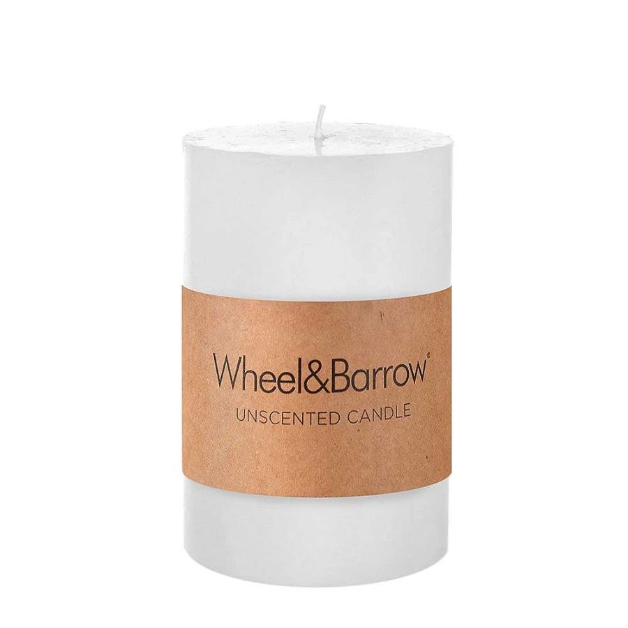 Wheel and Barrow White Pillar Candle 10cm x 15cm for Home Decor