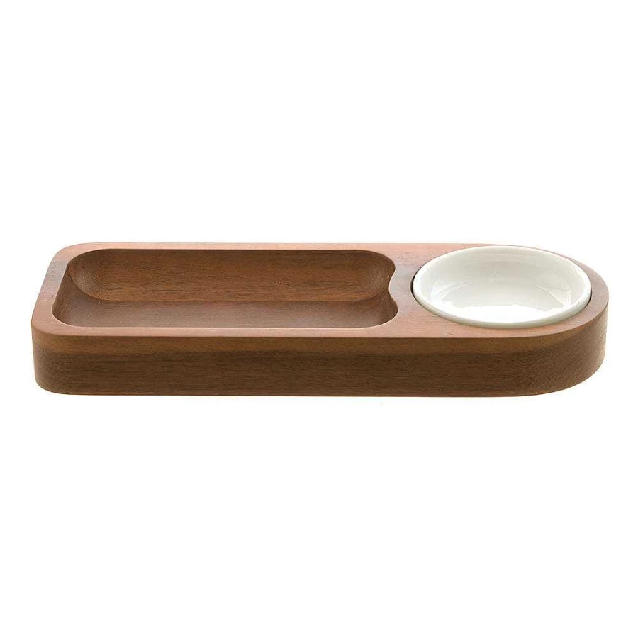 Wheel & Barrow Yara 2-Piece Serving Tray Set with Dip Bowls – 29 x 11 x 3 cm – Elegant Entertaining Platter