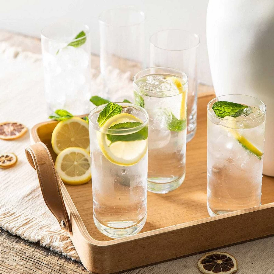 Wheel and Barrow Hi Ball Glass Rona Classic - Set of 6 (430ml Each) - Premium Drinking Glasses for Cocktails and Beverages