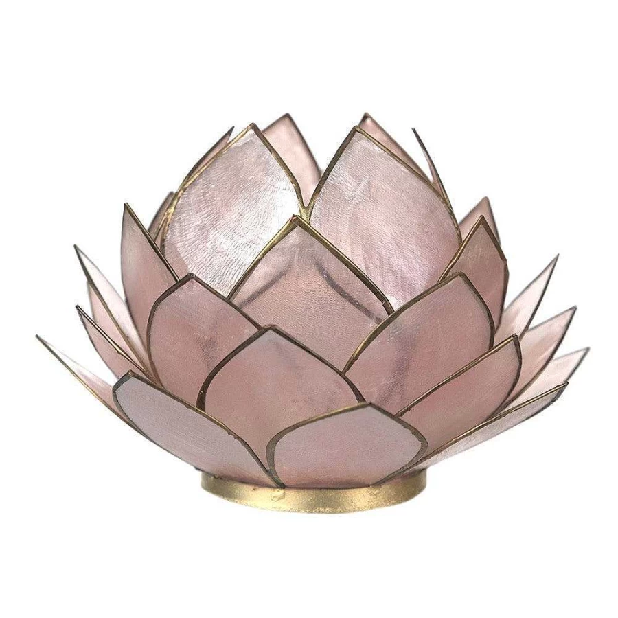 Wheel and Barrow Blush Capiz Cabbage Tealight Holder - Decorative Candle Holder