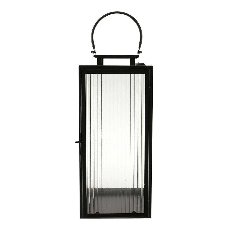 Wheel and Barrow Matte Black Steel Rectangle Lantern - 48cm x 21cm Outdoor Garden Light