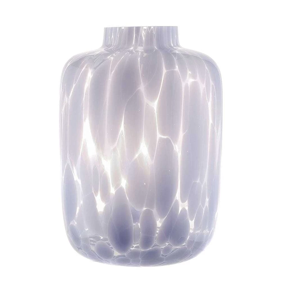 Wheel and Barrow Lilac Marble Glass Vase - 25cm Tall, 18cm Wide Decorative Flower Holder