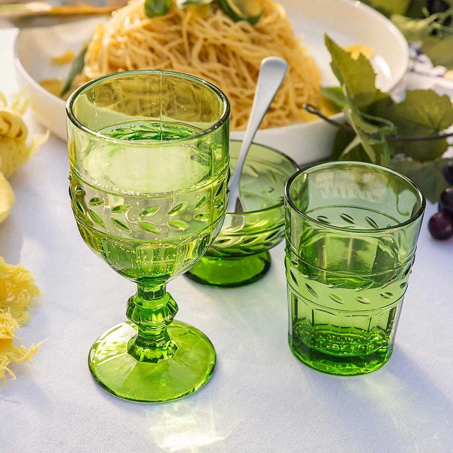 Wheel and Barrow Tuscan Green Wine Glass - 350ml Elegant Stemware for Red and White Wine