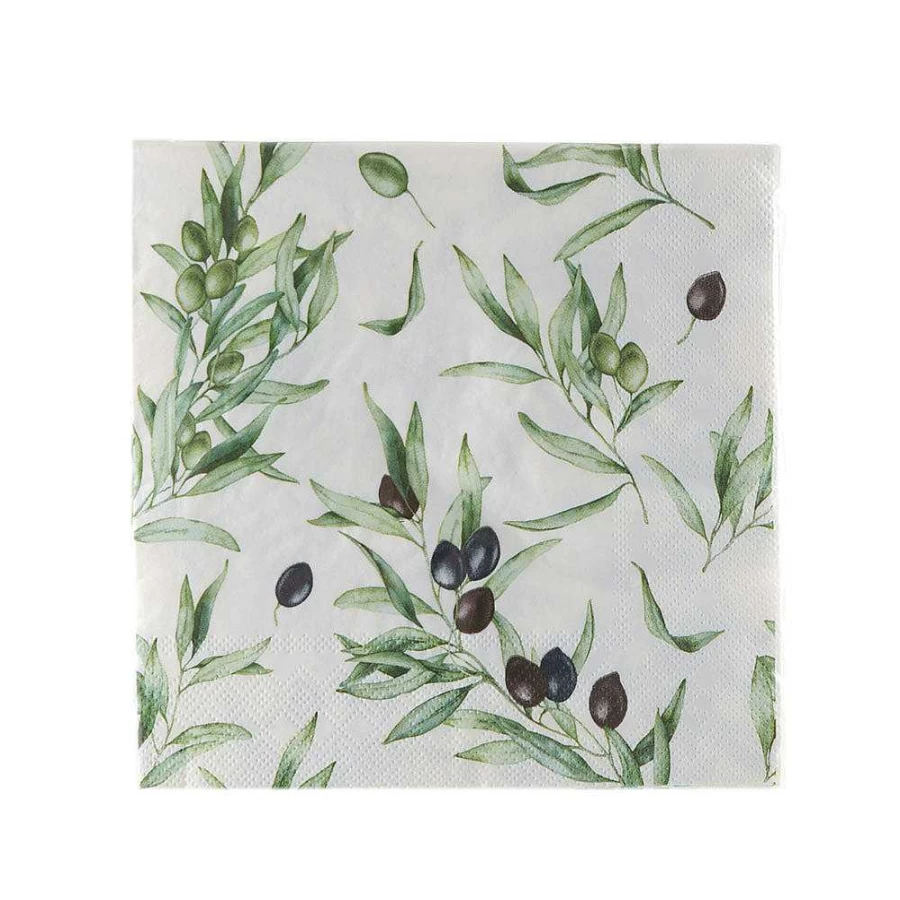 Wheel and Barrow Dark Olive Branch Paper Napkins 33cm x 33cm Pack of 20 Premium Dinner Napkins