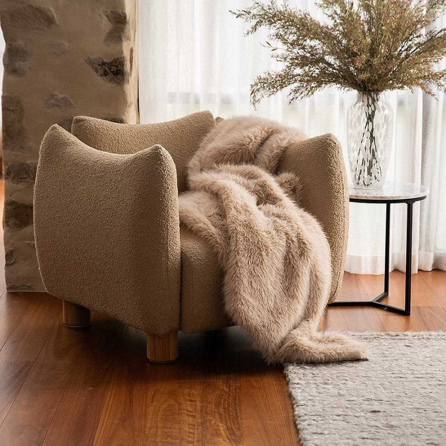 Wheel and Barrow Cloud Butter Beige Boucle Accent Chair 91.5x81x72cm Modern Comfort Seating