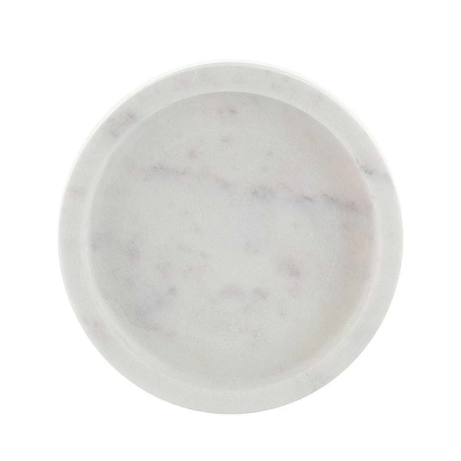Wheel & Barrow White Marble Round Serving Tray - 15cm Elegant Stone Cheese Board