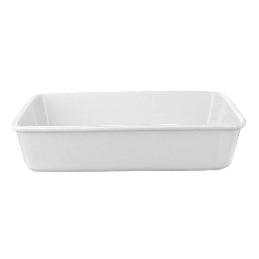 Wheel and Barrow White Rectangle Lasagna Dish 36x25x8cm Ceramic Baking Pan