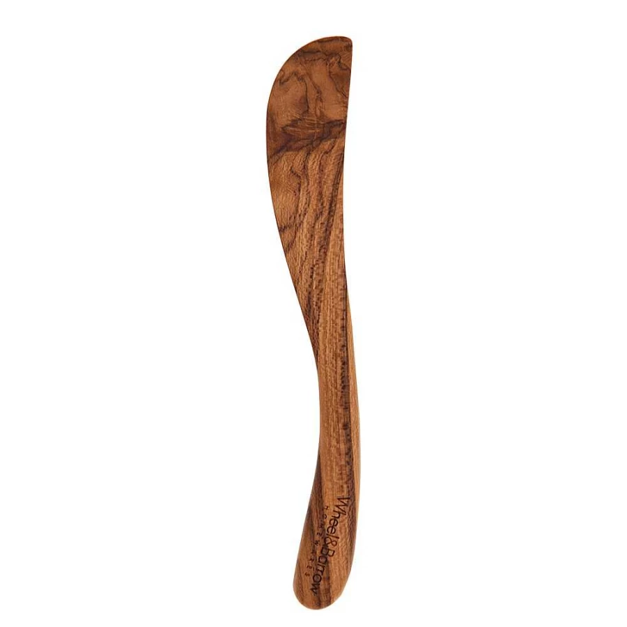 "Wheel & Barrow Teak Wood Spreader Knife - 6cm Premium Kitchen Utensil for Butter, Cheese, and Jam"